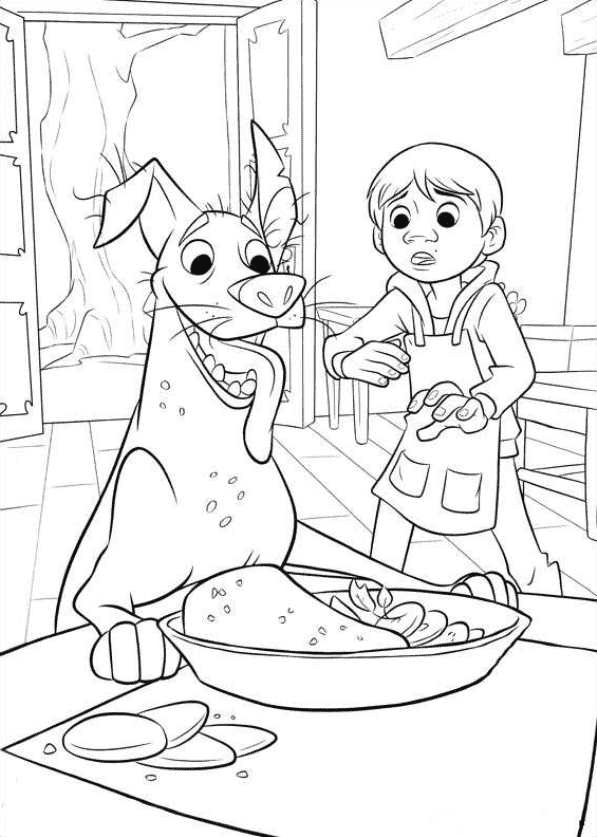 Miguel and Hungry Dante Coloring Page