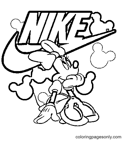 Раскраска Минни Маус с логотипом Nike