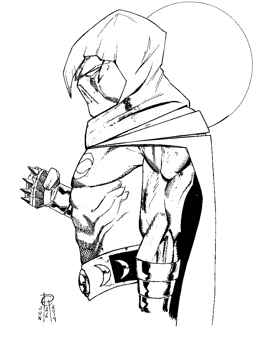 Раскраска Лунный рыцарь из комиксов Marvel