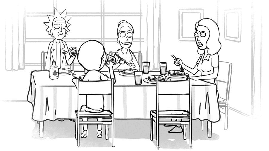 Dibujo de Morty y su familia para colorear