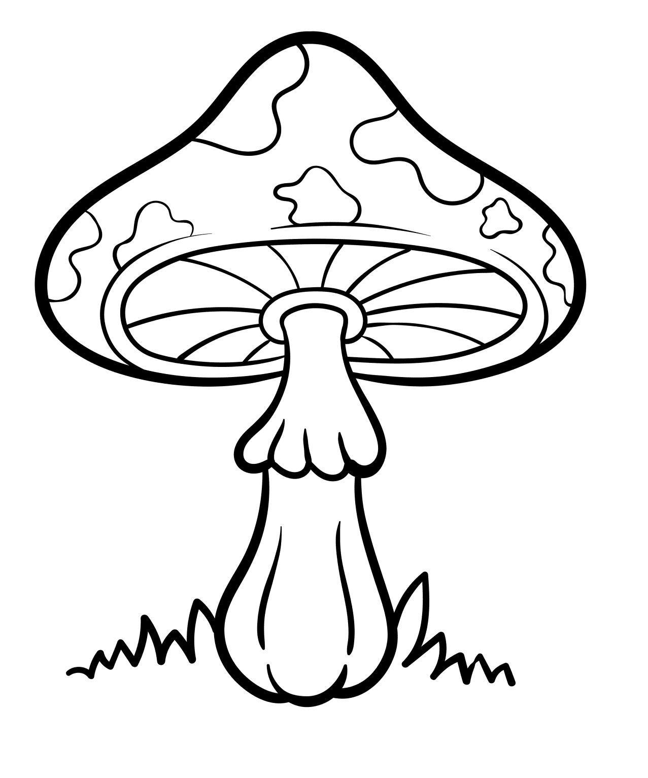 儿童着色页的蘑菇