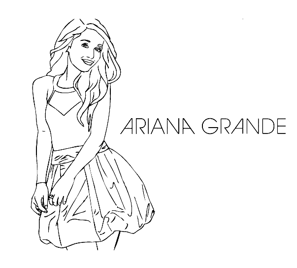 Music Superstar Ariana Grande Coloring Page