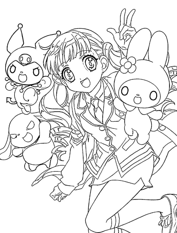My Melody Kuromi Baku Uta Yumeno Coloring Page Free Printable 