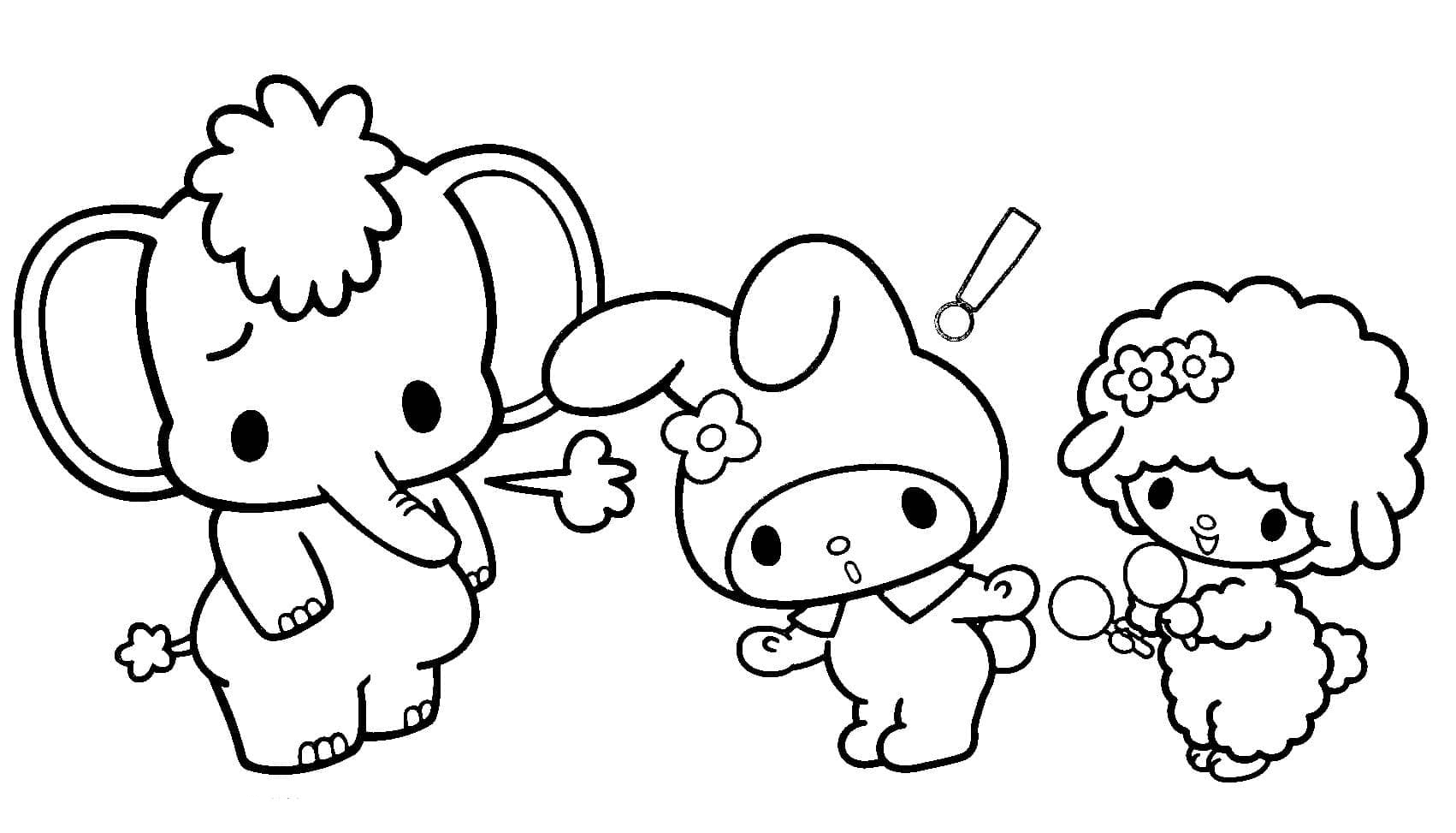 My Melody With Zou and My Sweet Piano Coloring Page