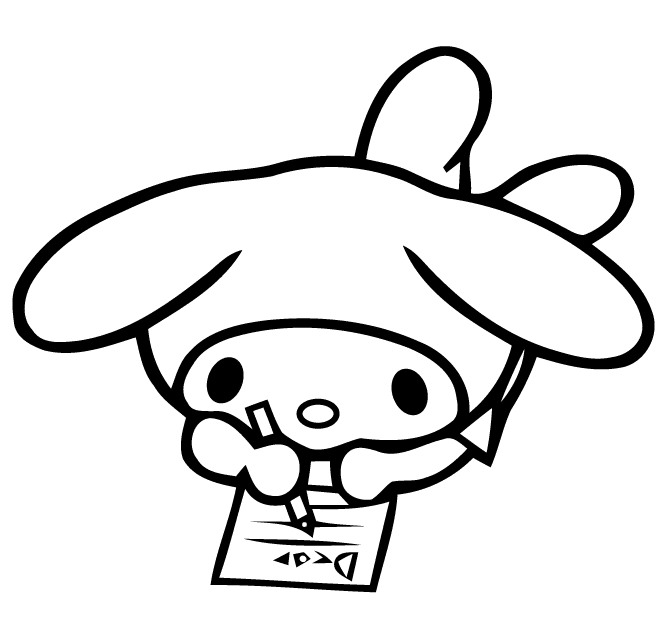 My Melody Writing A Letter Coloring Page