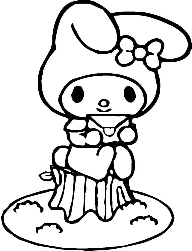 My Melody and Letter Coloring Page