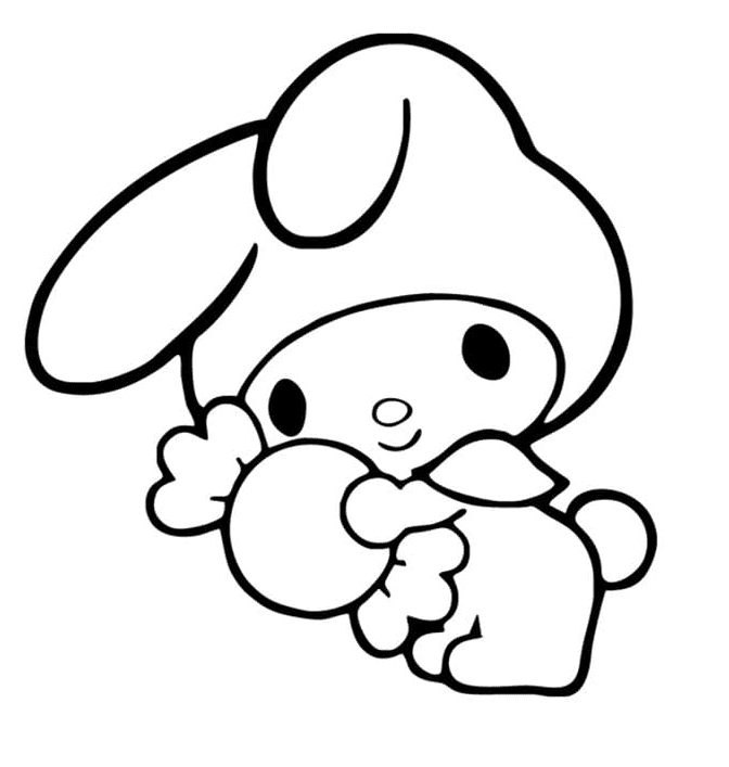 My Melody with Candy Coloring Page