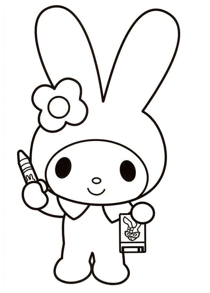 Kuromi, Baku and Melody Coloring Page - Free Printable Coloring Pages