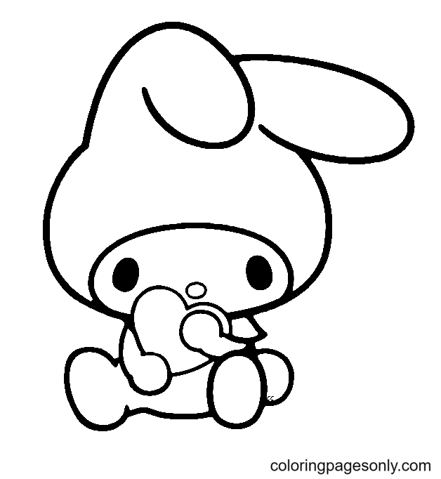 My Melody with Heart Coloring Page