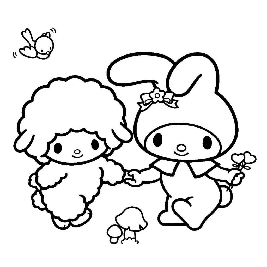 My Melody with My Sweet Piano Coloring Pages   My Melody Coloring ...