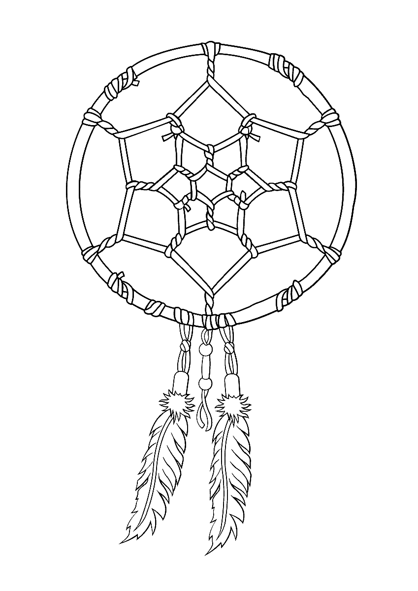 Native American Dreamcatcher Coloring Page