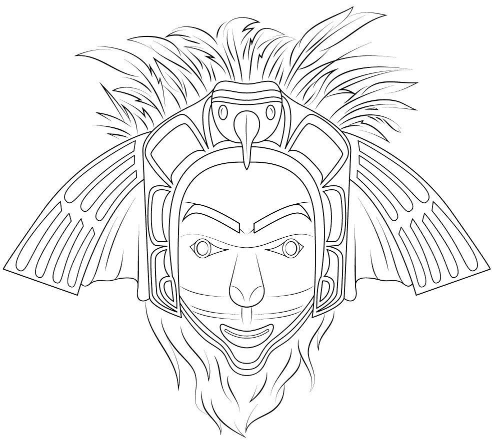 Native American Eagle Mask Coloring Page
