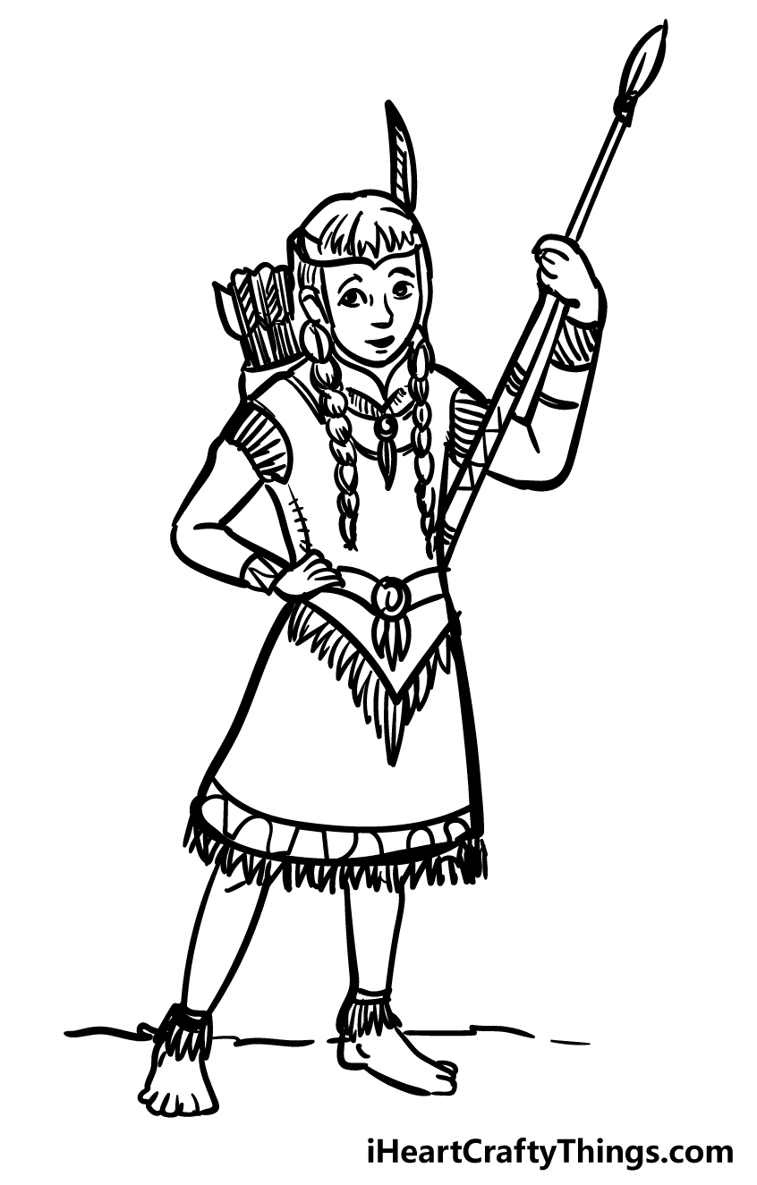 native american girl coloring page