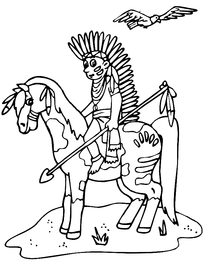 Native American Indian met paard van Native American
