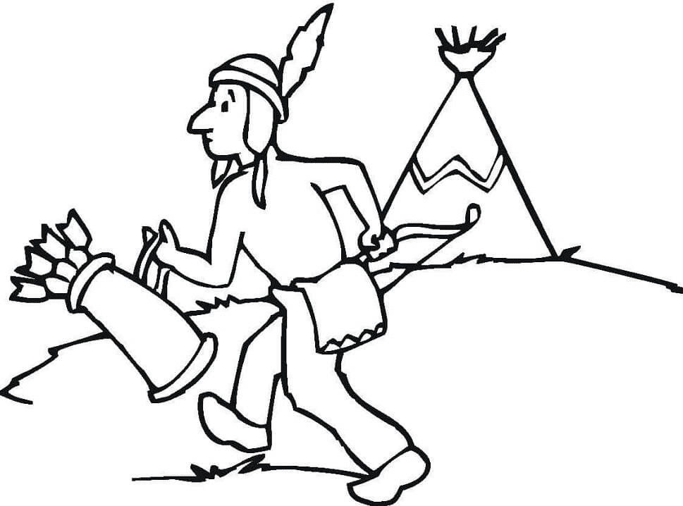 Native American Indian Coloring Page