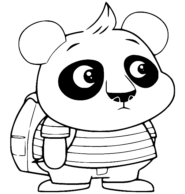 Nico Panda with His Backpack Coloring Page