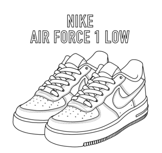 Nike Air Force shoe Coloring Page