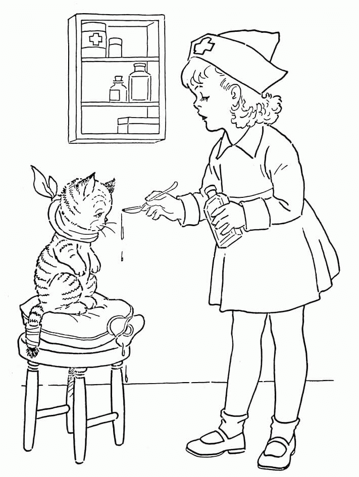 Infirmière et Kitty de l'infirmière