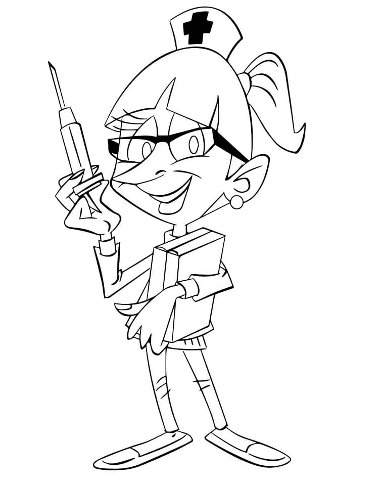 Nurse with Needle Coloring Page