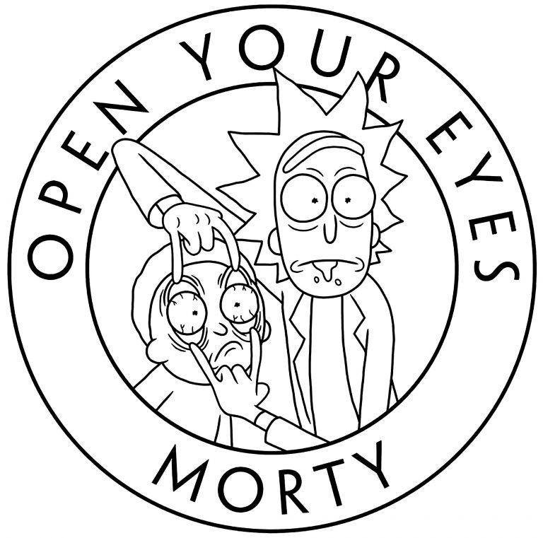 Open Your Eyes Morty Coloring Pages