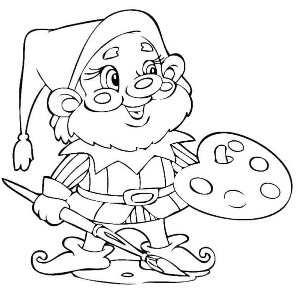 Painting Gnome Coloring Page