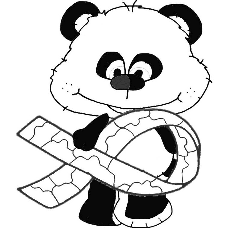 Раскраска Медведь панда с головоломкой Осведомленность об аутизме