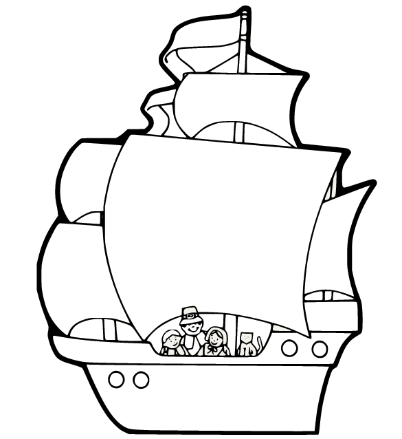 Pilgrims on the Mayflower Coloring Pages