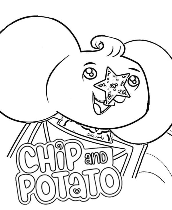 Potato with Star on his Nose Coloring Page
