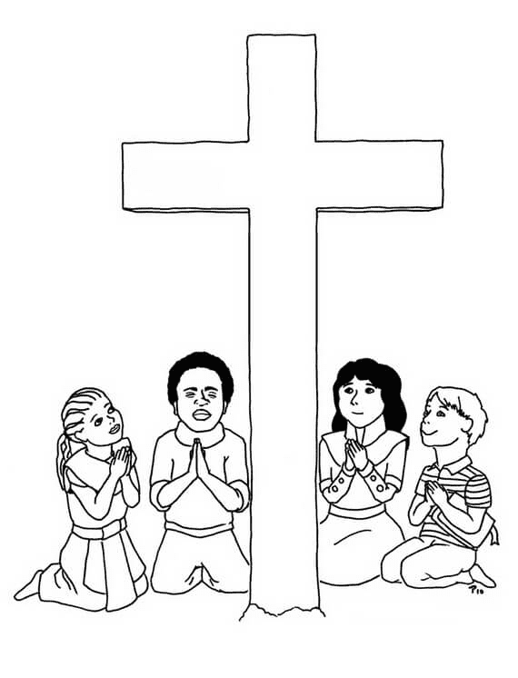 Praying Good Friday Coloring Pages
