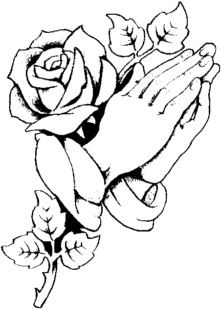 Biddende hand en roos van gebedsdag