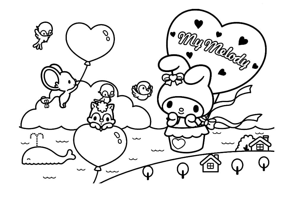 Pretty My Melody Coloring Page