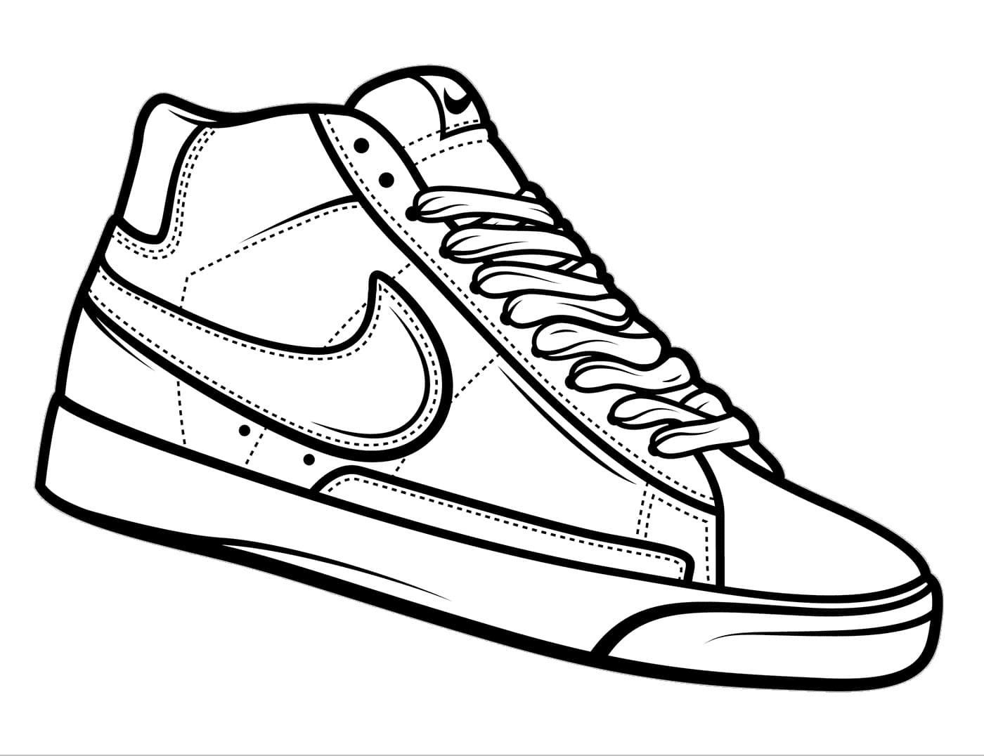Распечатать раскраску кроссовок Nike