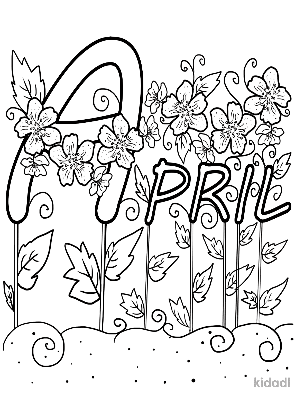Printable April Month Coloring Page