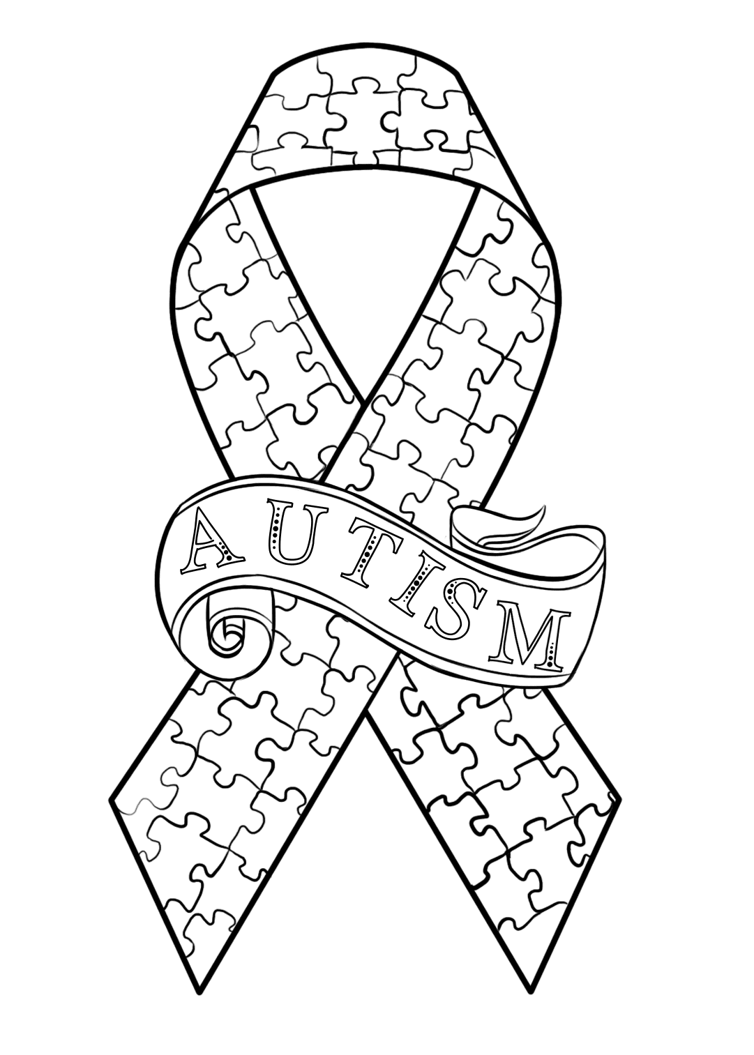 Printable Autism Awareness Ribbon Coloring Page Free Printable Coloring Pages