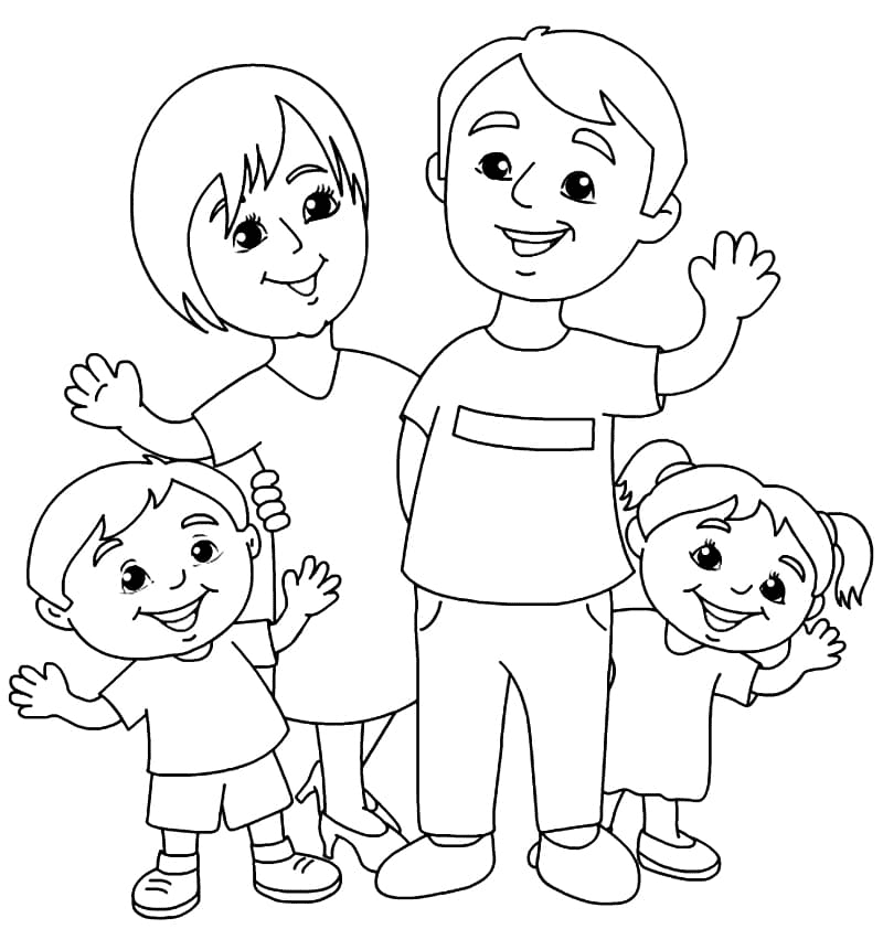 Página para colorir feliz dia da família imprimível