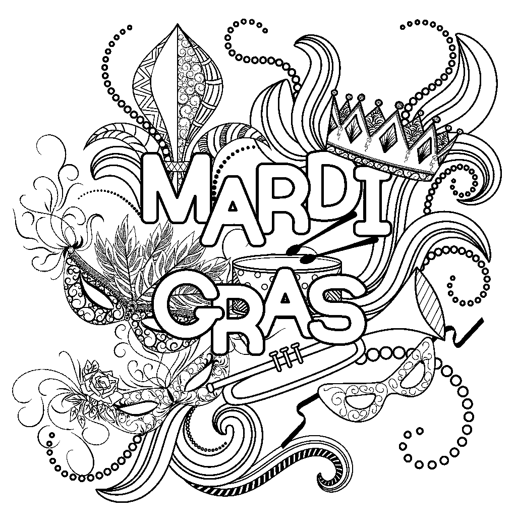 Printable Mardi Gras for Kids Coloring Pages