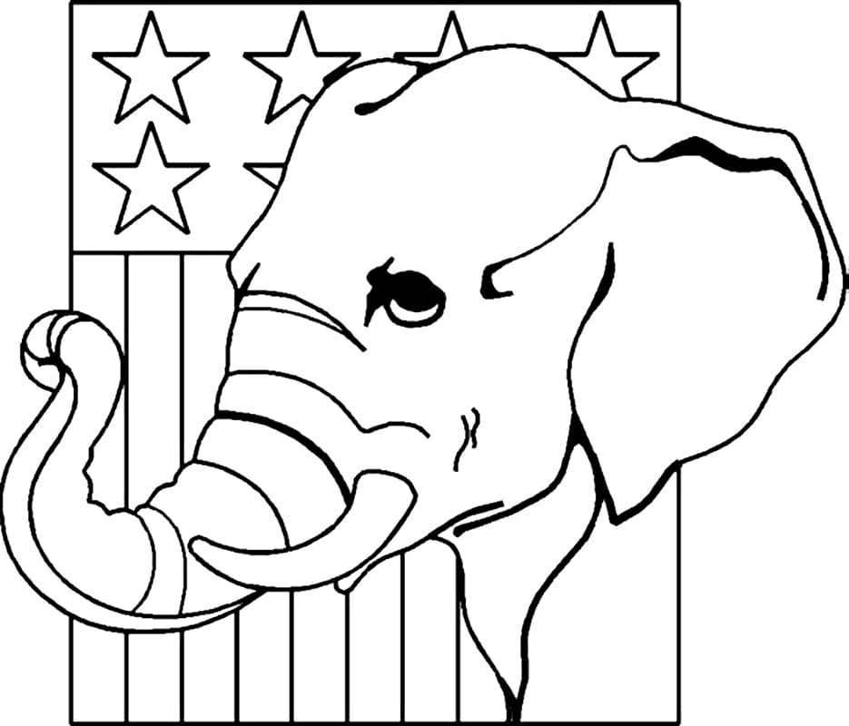Afdrukbare Republikeinse olifant van de verkiezingsdag