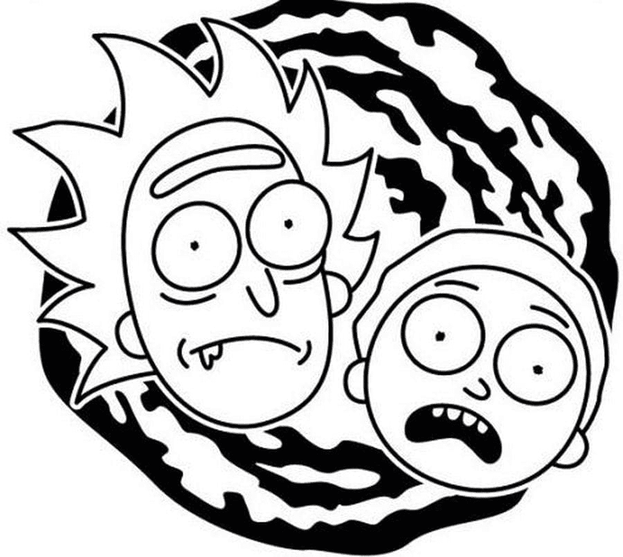 Pagina da colorare stampabile di Rick e Morty