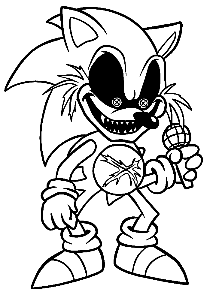 Para Colorir Sonic EXE FNF Imprimir Grátis