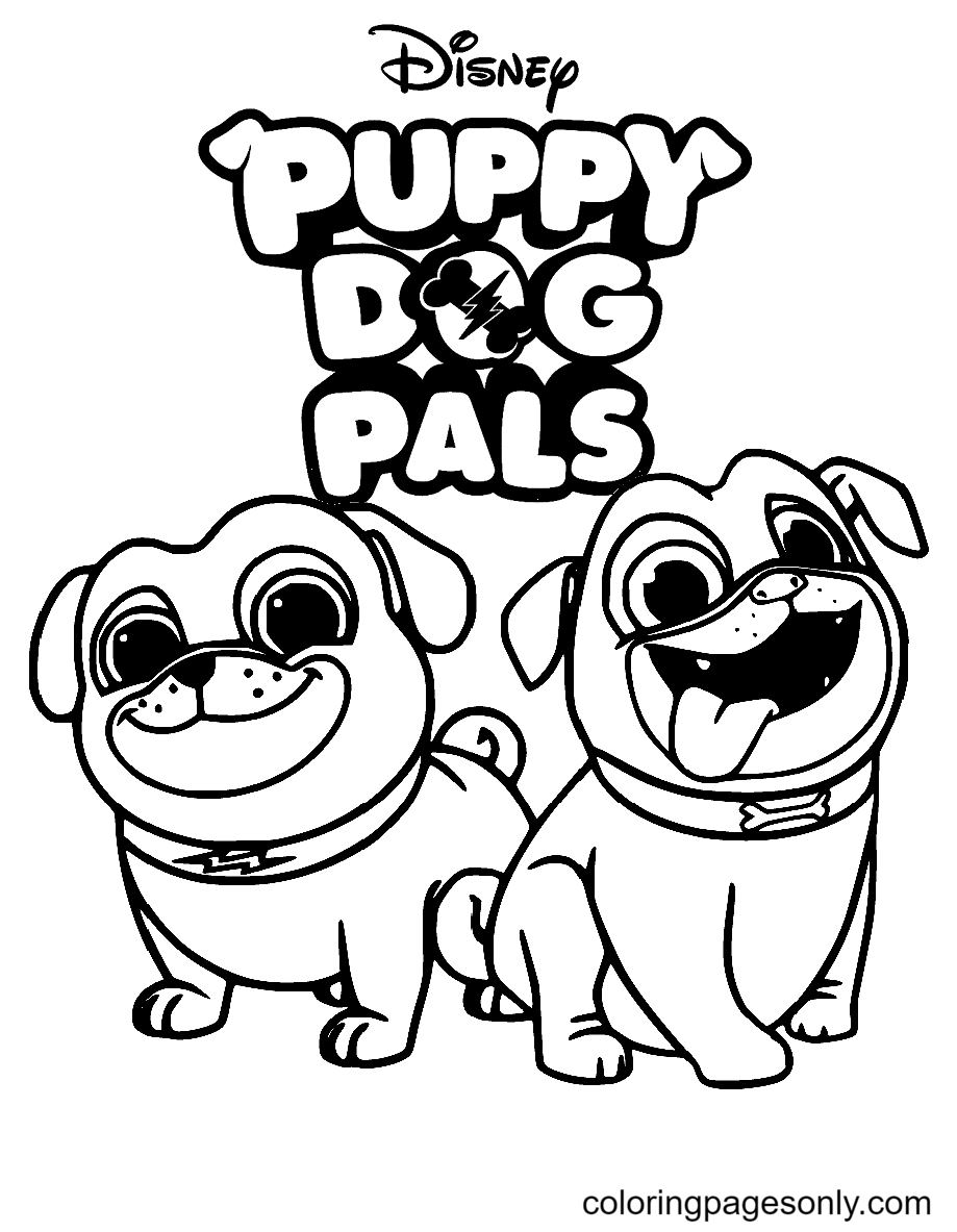 Puppy Dog Pals Bingo and Rolly Coloring Page