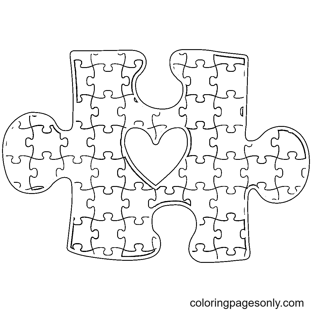 Puzzle Piece With Heart Autism 
