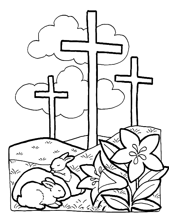 Lapins et croix de Pâques religieuse de Pâques religieuse