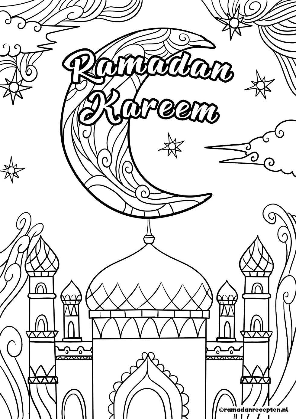 Ramadan Kareem Free Coloring Page
