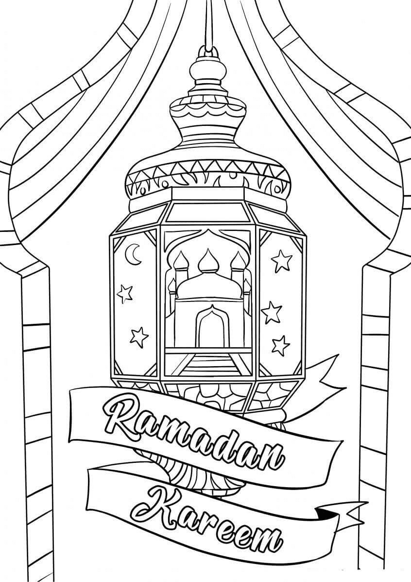 Página para colorir para imprimir Ramadan Kareem