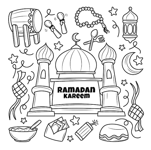 Página para colorir Ramadan Kareem