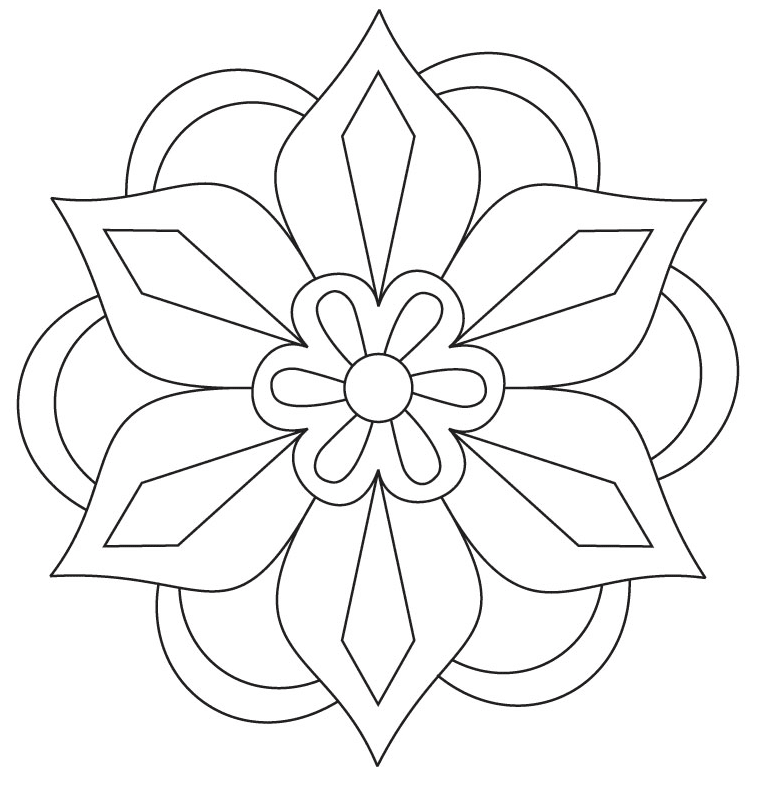 Rangoli with Flowers Coloring Page