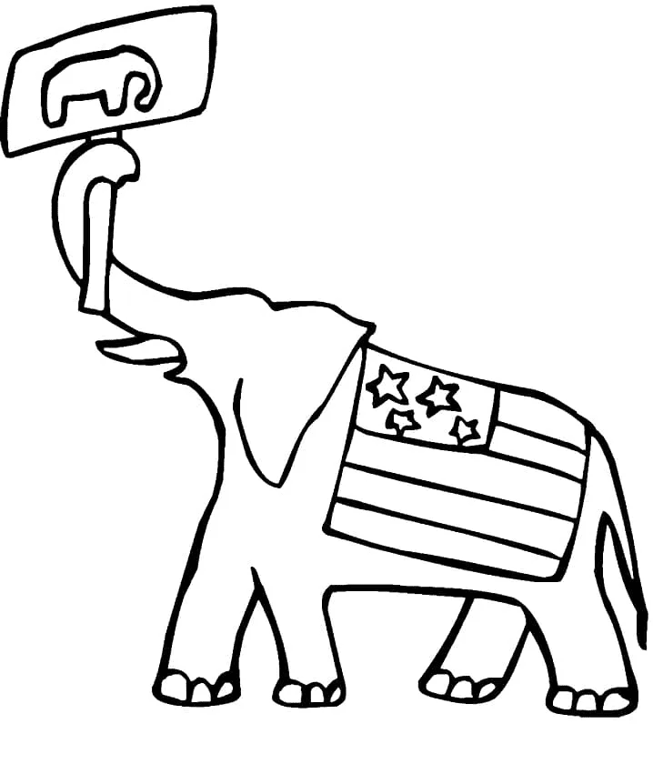 Página para colorir grátis do elefante republicano