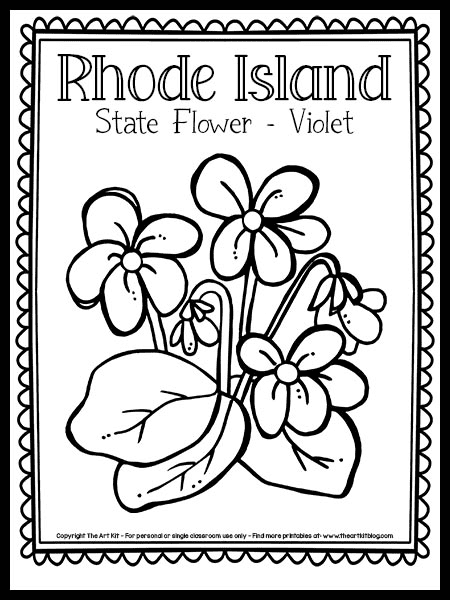 Flor del estado de Rhode Island para niños Página para colorear