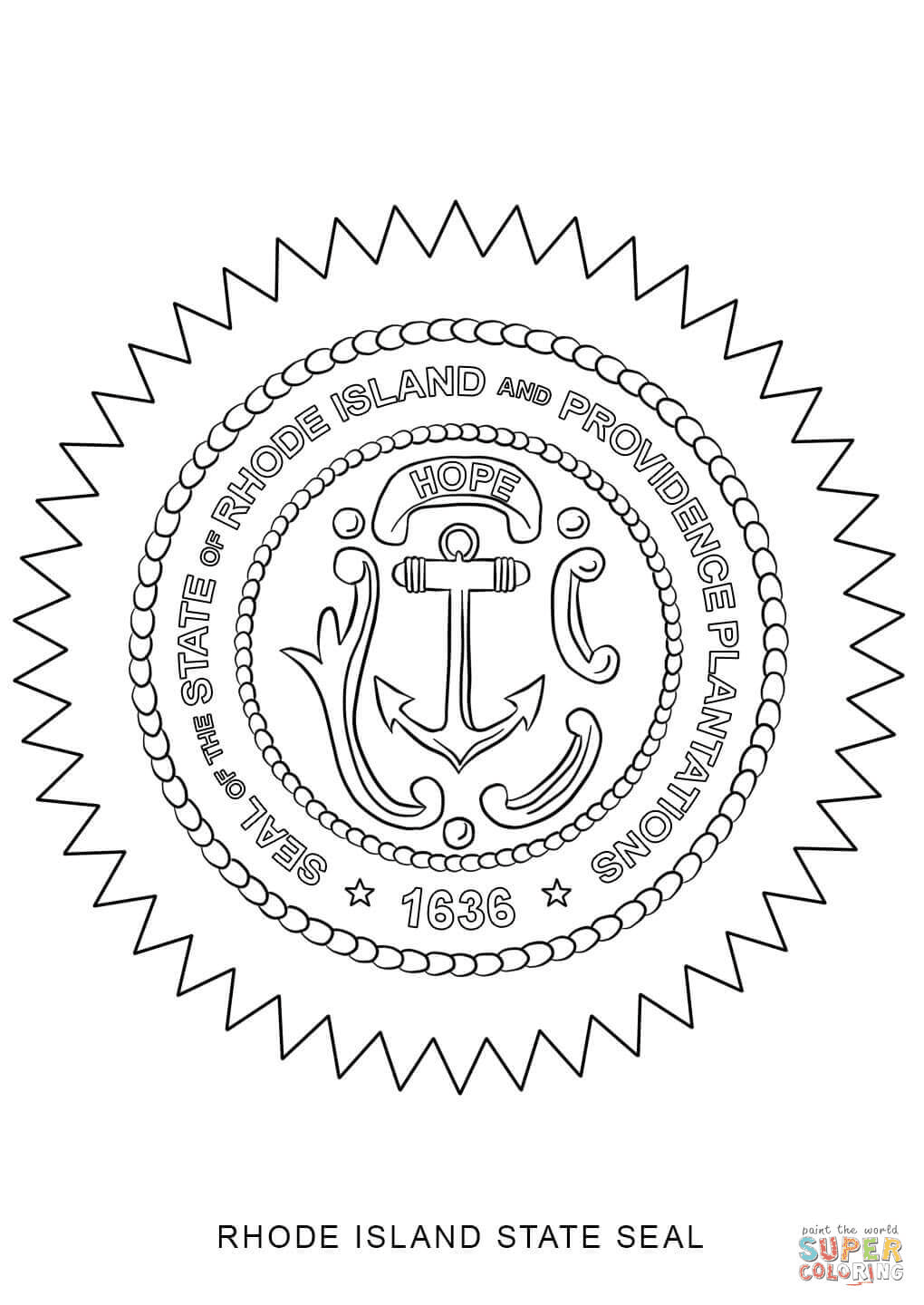 Rhode Island State Seal Coloring Page