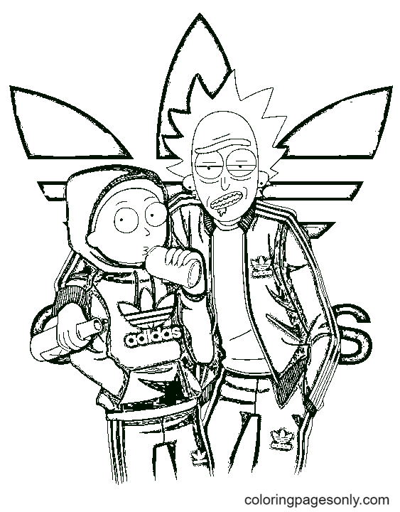 Coloriage Rick et Morty dans Adidas